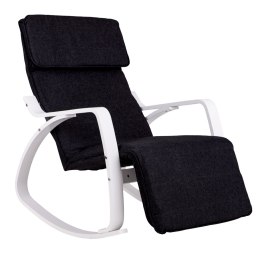 Fotel bujany regulowany podnóżek ,biało czarny