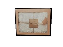 Pościel bawełniana 200x220 ekri z falbanką jednobarwna w pudełku Stonewashed Snow White