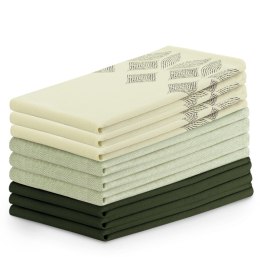 Ręcznik kuchenny LETTY kolor butelkowa zieleń drukowany motyw nowoczesny 50x70 ameliahome - KIT/AH/LETTY/MIX/STAMP/OLIVES/9PACK/