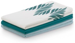 Ręcznik kuchenny LETTY kolor turkusowy drukowany motyw nowoczesny styl nowoczesny 50x70 ameliahome - KIT/AH/LETTY/MIX/LEAVES/TUR