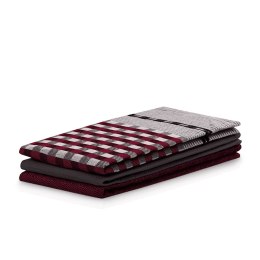 Ręcznik kuchenny LOUIE kolor bordowy gładki motyw klasyczny 50x70 decoking - KIT/LOUIE/BURGUNDY&BLACK/3PACK/50x70