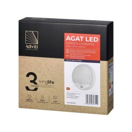 AGAT LED 10W, oprawa ogrodowa z czujnikiem ruchu 140°, 800lm, IP54, 4000K, biała