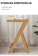 Bambusowy stolik z ratanową półką - ciemnobrązowy, długość 45 cm