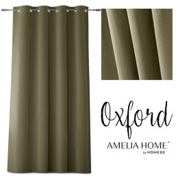 Zasłona OXFORD kolor oliwkowy styl klasyczny przelotki srebrne oxford 140x250 AmeliaHome - CURT/AH/OXFORD/EYELETS/KHAKI/140X250