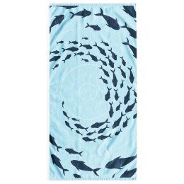 Ręcznik SHOAL kolor błękitny styl klasyczny materiał przód welur, tył frotte 90x180 DecoKing - TOW/BEACH/SHOAL/90x180