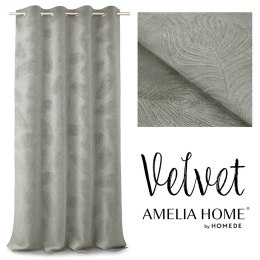 Zasłona PEACOCK kolor szary tłoczony styl klasyczny przelotki srebrne velvet 135x250 AmeliaHome - CURT/AH/VELVET/PEACOCK/SILVER/