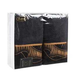 Komplet ręczników 2szt T/0394 czarny złoty zestaw upominkowy w pudełku na prezent  