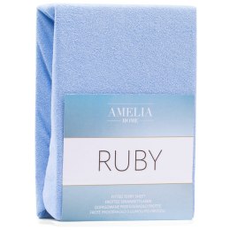 Prześcieradło RUBY kolor błękitny styl klasyczny materiał frotte 80-90x200 AmeliaHome - FITTEDFRO/AH/RUBY/L.BLUE28/N/80-90x200+3