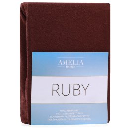 Prześcieradło RUBY kolor brązowy styl klasyczny materiał frotte 100-120x200 AmeliaHome - FITTEDFRO/AH/RUBY/BROWN42/N/100-120x200