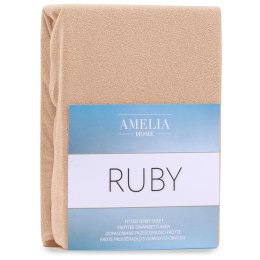 Prześcieradło RUBY kolor cappuccino styl klasyczny materiał frotte 120-140x200 AmeliaHome - FITTEDFRO/AH/RUBY/D.BEIGE09/N/120-14