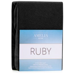 Prześcieradło RUBY kolor czarny styl klasyczny materiał frotte 100-120x200 AmeliaHome - FITTEDFRO/AH/RUBY/BLACK44/N/100-120x200+