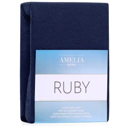 Prześcieradło RUBY kolor indygo styl klasyczny materiał frotte 200-220x200 AmeliaHome - FITTEDFRO/AH/RUBY/NAVYBLUE34/N/200-220x2