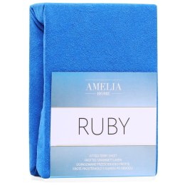 Prześcieradło RUBY kolor niebieski styl klasyczny materiał frotte 140-160x200 AmeliaHome - FITTEDFRO/AH/RUBY/BLUE32/N/140-160x20
