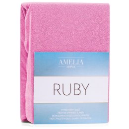Prześcieradło RUBY kolor różowy styl klasyczny materiał frotte 80-90x200 AmeliaHome - FITTEDFRO/AH/RUBY/PINK21/N/80-90x200+30