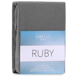 Prześcieradło RUBY kolor szary styl klasyczny materiał frotte 200-220x200 AmeliaHome - FITTEDFRO/AH/RUBY/CHARCOAL72/N/200-220x20
