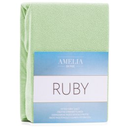 Prześcieradło RUBY kolor zielony styl klasyczny materiał frotte 120-140x200 AmeliaHome - FITTEDFRO/AH/RUBY/L.GREEN12/N/120-140x2